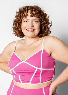 Ribbed Azalea Pink | Lined Up Top tankini swim tops, adjustable bikini tops