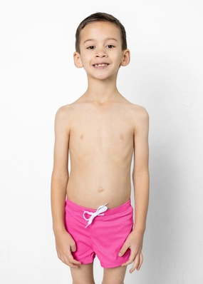 Ribbed Azalea Pink | Mini Euro Shorts boys summer swimwear, boys rash guard swim sets