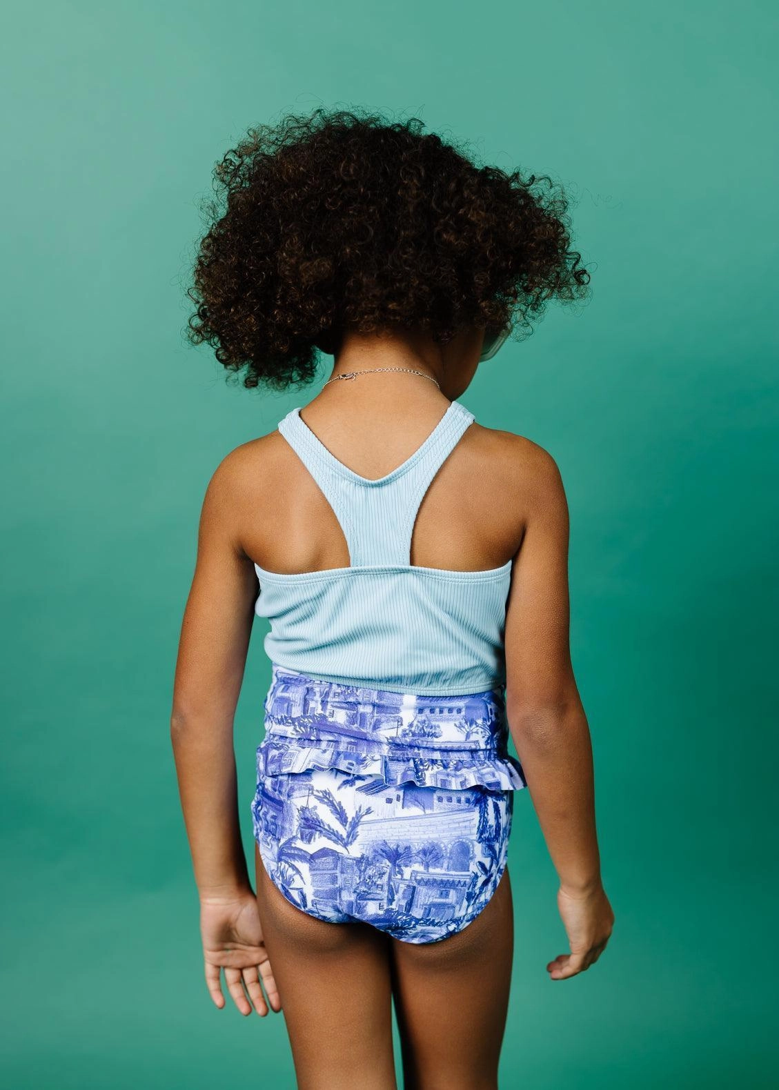 Ribbed Dusty Light Blue | Mini Racer Back Top