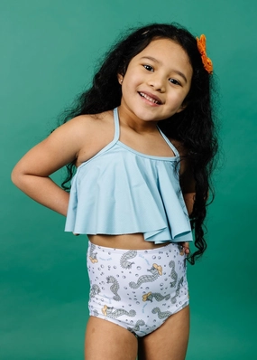 Ribbed Dusty Light Blue | Mini Swing Top cute girls swimsuits, stylish swimwear for girls