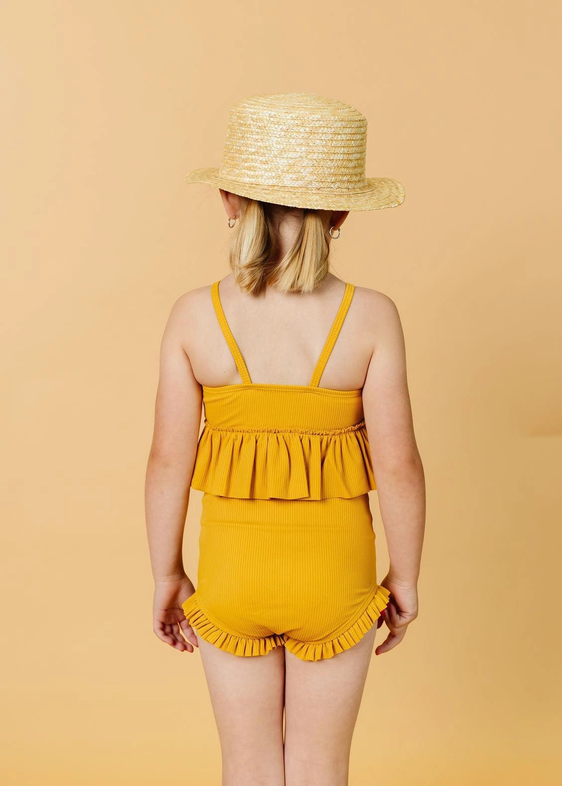 Ribbed Golden | Mini Peplum Top
