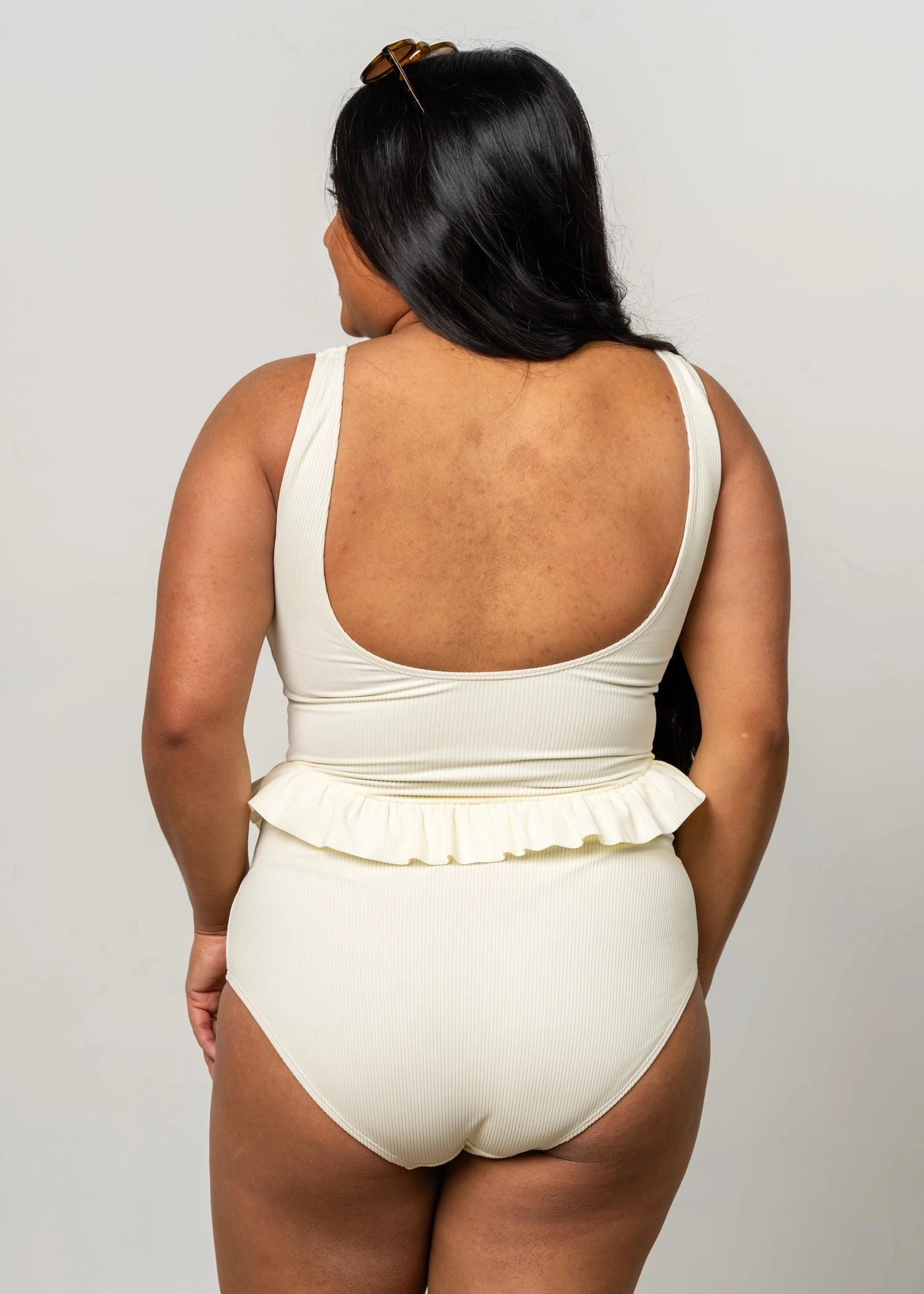 Ribbed Ivory | Skirted One-Piece