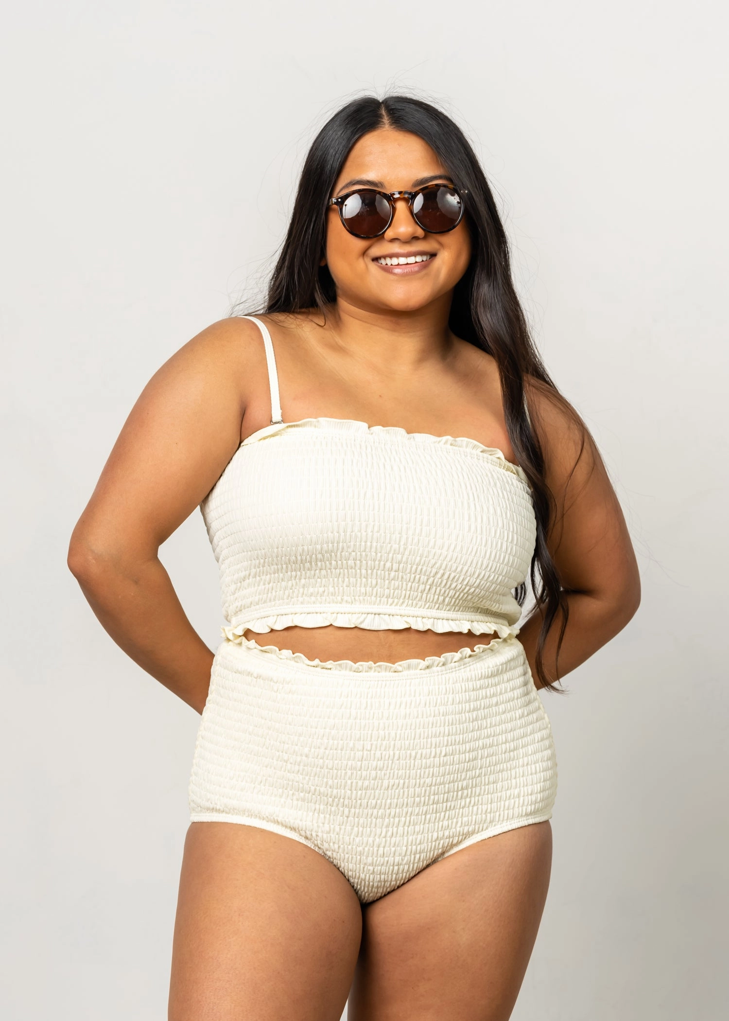 Ribbed Ivory | Smocked Bottoms