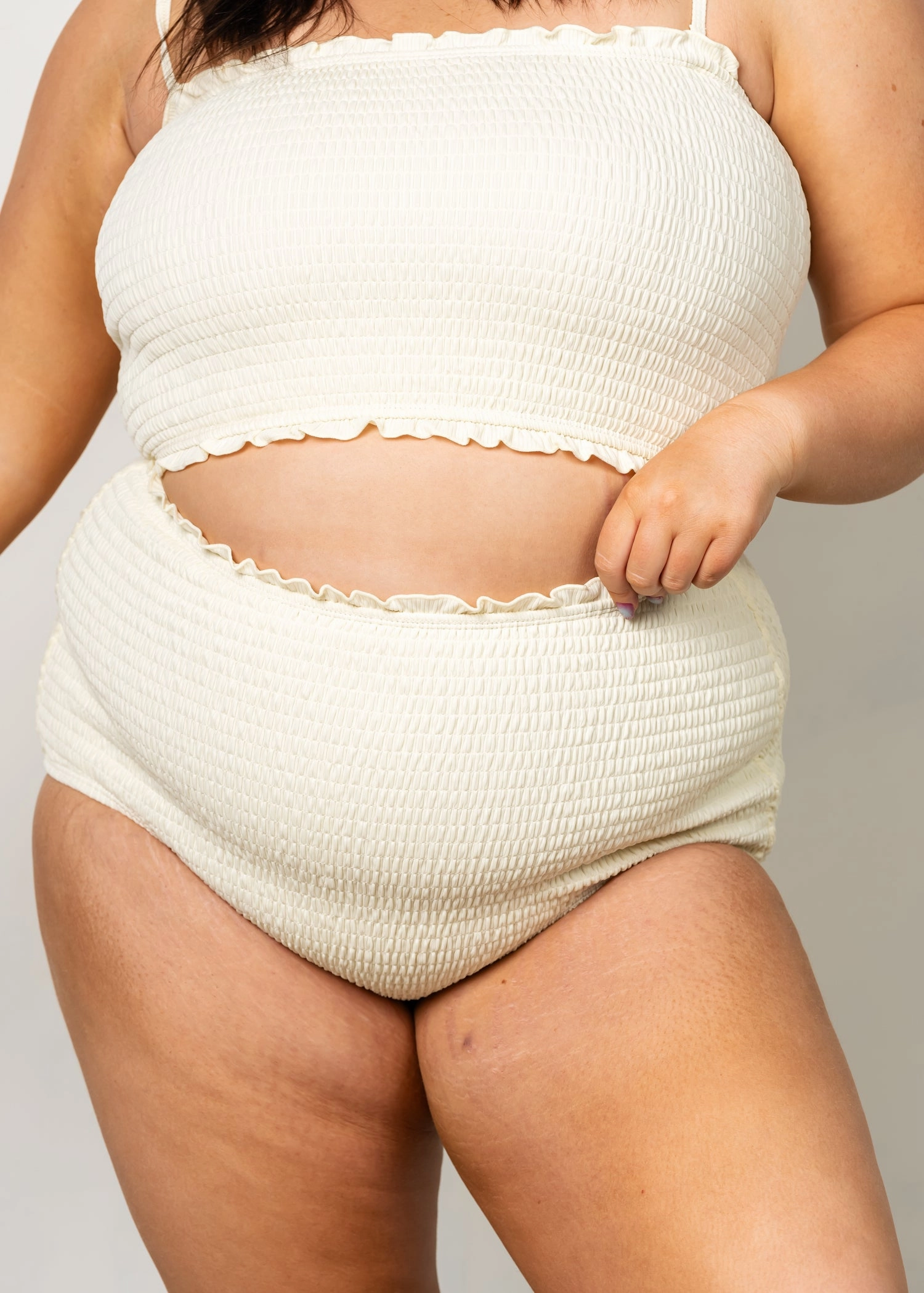 Ribbed Ivory | Smocked Bottoms