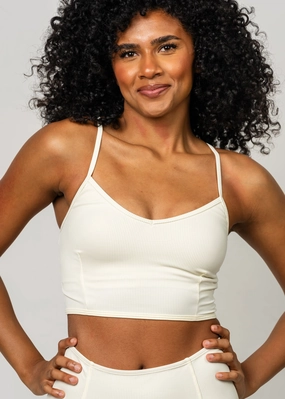 Ribbed Ivory | V'D Crop Top tankini swim tops, adjustable bikini tops