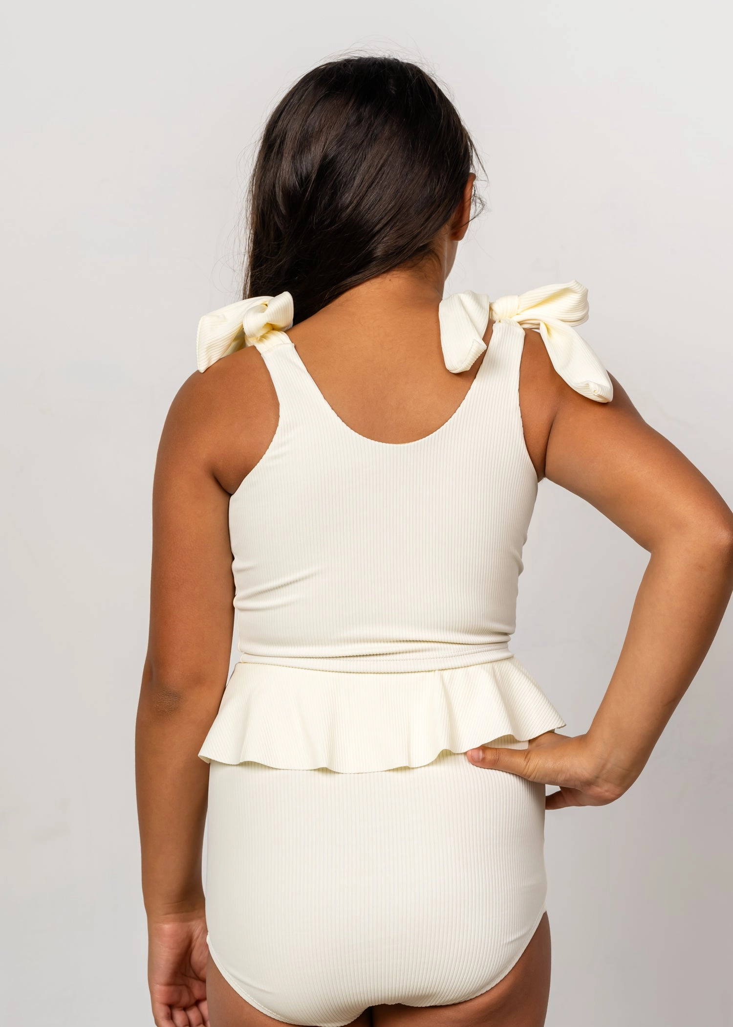 Ribbed Ivory | Youth Peplum Bottoms