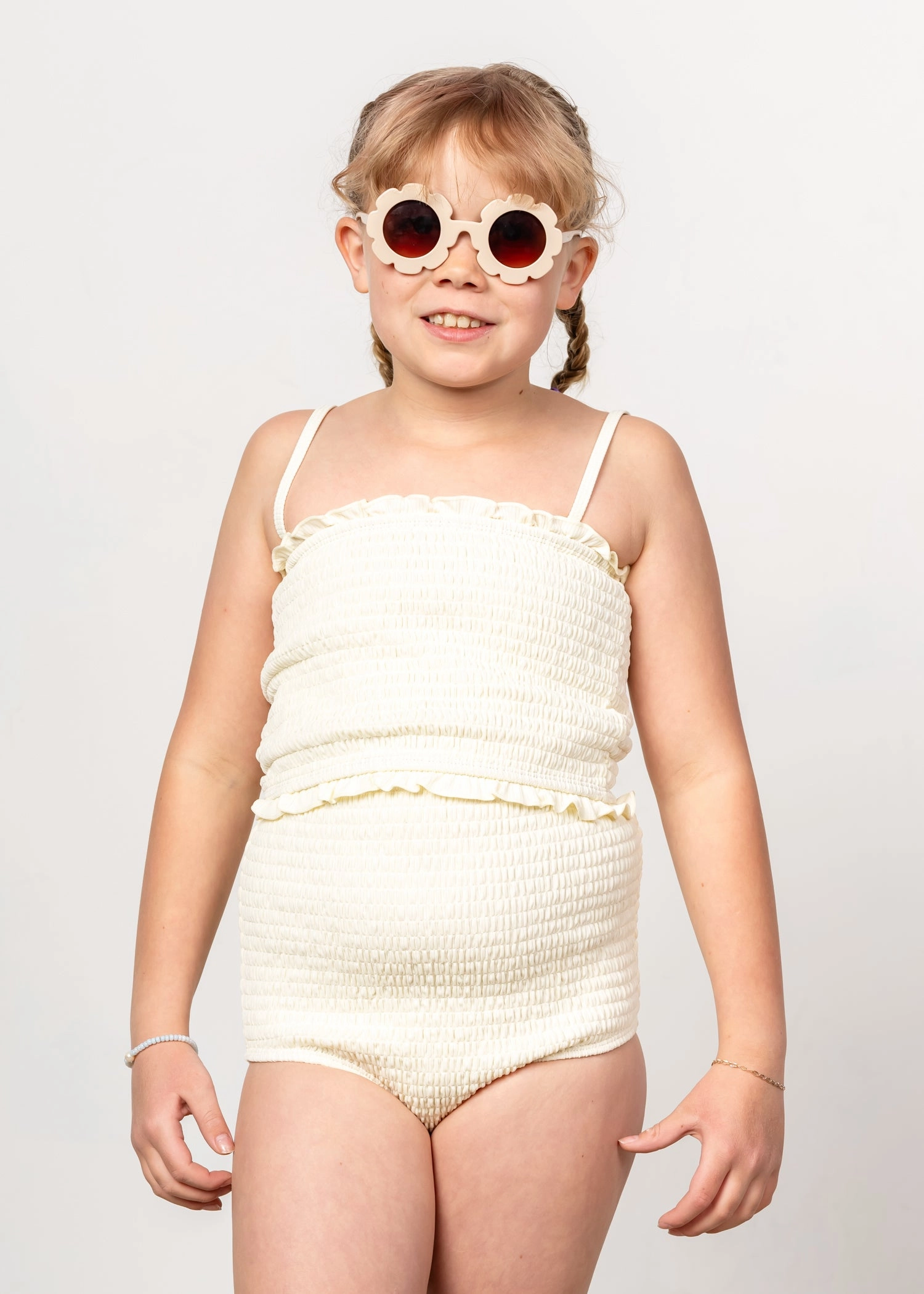 Ribbed Ivory | Youth Smocked Bottoms