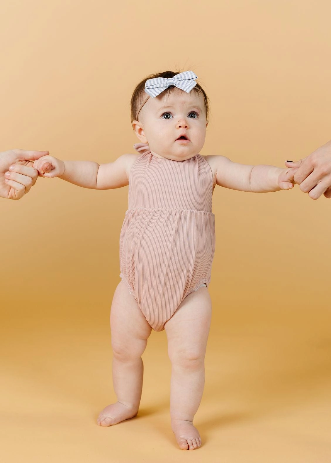 Ribbed Light Mauve | Baby Romper One-Piece cute girls swimsuits, stylish swimwear for girls