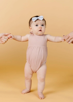 Ribbed Light Mauve | Baby Romper One-Piece cute girls swimsuits, stylish swimwear for girls