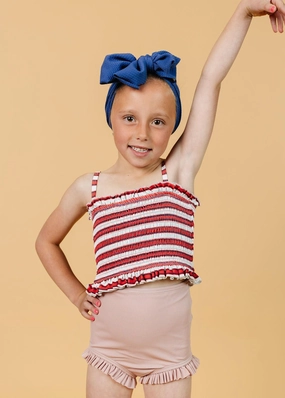 Ribbed Light Mauve | Mini All Ruffled Up Bottoms cute girls swimsuits, stylish swimwear for girls