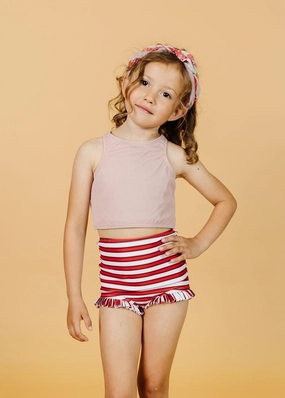 Ribbed Light Mauve | Mini Racer Back Top cute girls swimsuits, stylish swimwear for girls