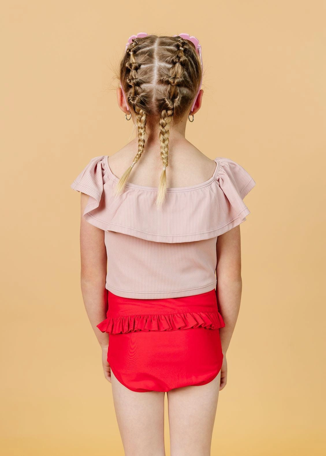 Ribbed Light Mauve | Mini Ruffled Around Top