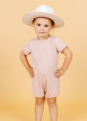 Ribbed Light Mauve | Mini Shorties Rashguard (Unisex) cute girls swimsuits, stylish swimwear for girls