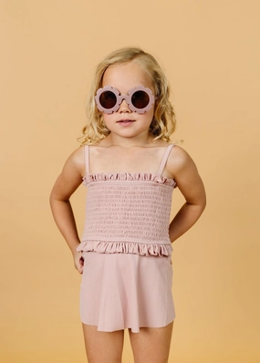 Ribbed Light Mauve | Mini Who Wears Short Skirts cute girls swimsuits, stylish swimwear for girls