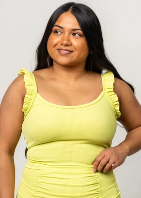 Ribbed Limelight | Flutter Top tankini swim tops, adjustable bikini tops