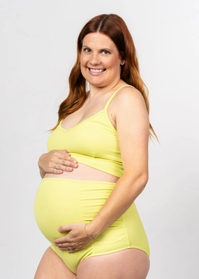 Ribbed Limelight | Maternity Bottoms elastic waistband swim bottoms, mix-and-match bikini bottoms