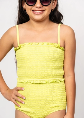 Ribbed Limelight | Youth Bandeau Top cute girls swimsuits, stylish swimwear for girls