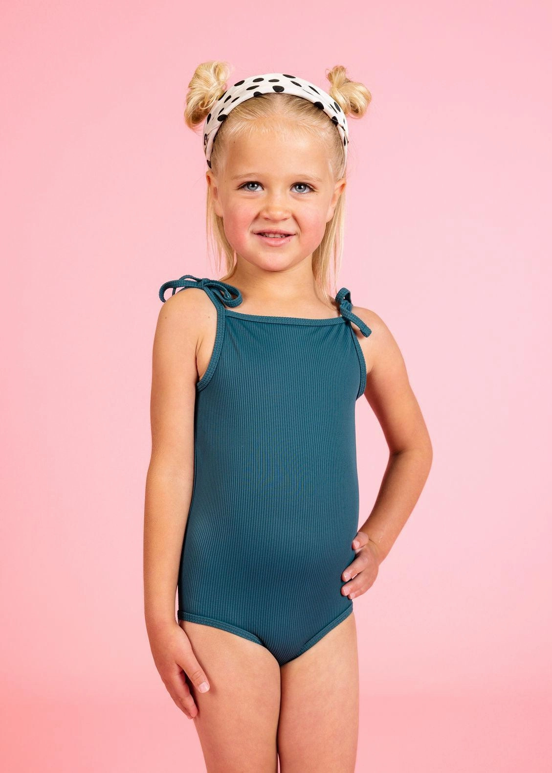 Ribbed Midnight Teal | Mini Simply One-Piece cute girls swimsuits, stylish swimwear for girls