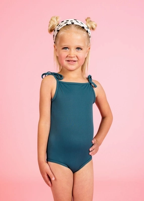 Ribbed Midnight Teal | Mini Simply One-Piece cute girls swimsuits, stylish swimwear for girls