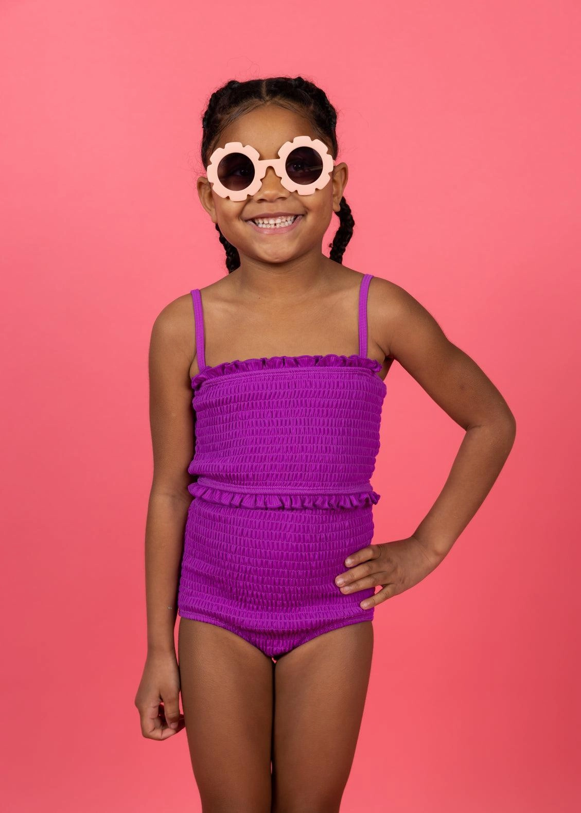 Ribbed Purple | Mini Bandeau Top cute girls swimsuits, stylish swimwear for girls