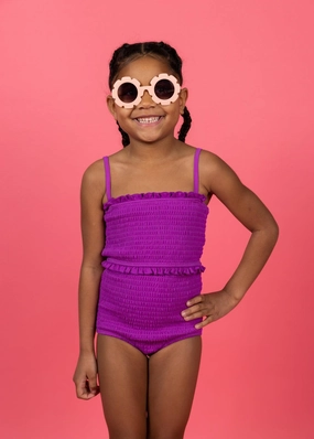 Ribbed Purple | Mini Bandeau Top cute girls swimsuits, stylish swimwear for girls