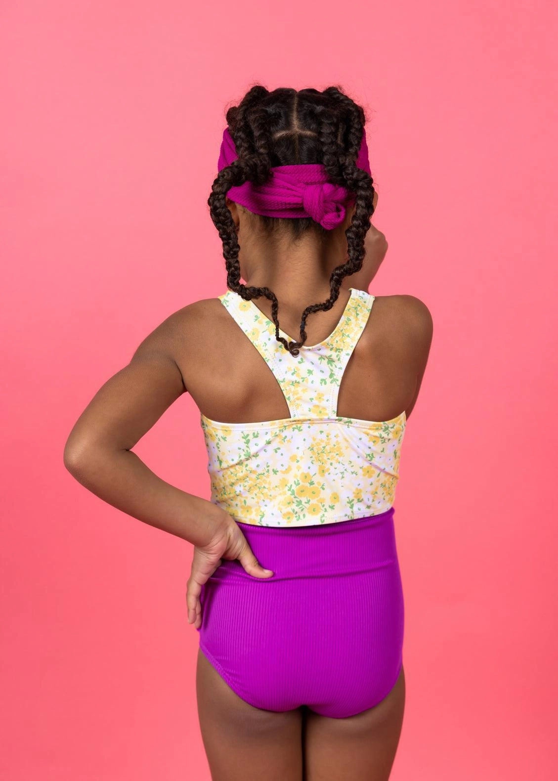 Ribbed Purple | Mini Down in Front Ruffle Bottoms