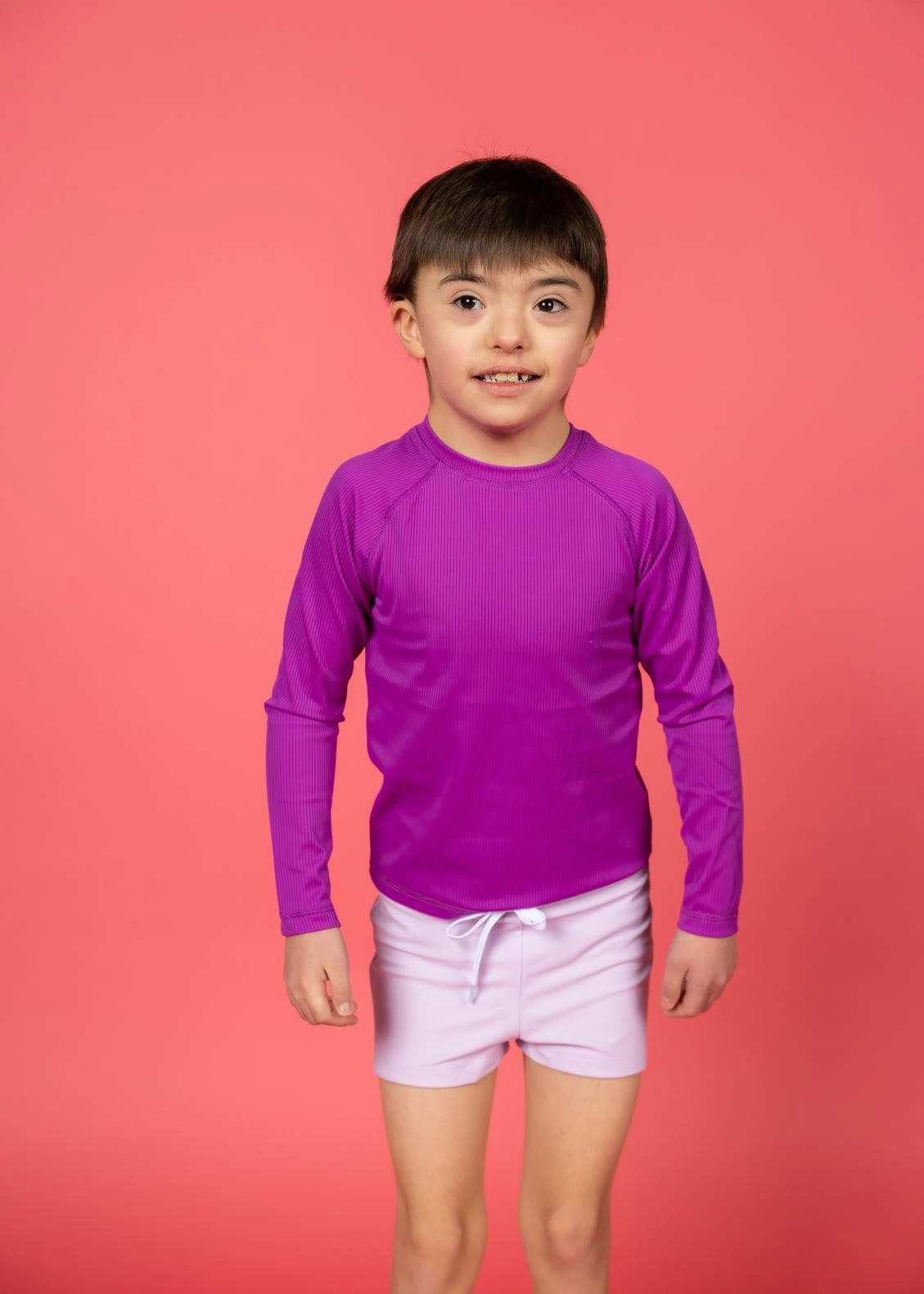 Ribbed Purple | Mini Rashguard Top (Unisex) cute girls swimsuits, stylish swimwear for girls