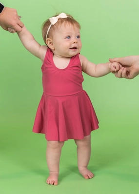 Ribbed Roseate | Baby Skirted One-Piece cute girls swimsuits, stylish swimwear for girls