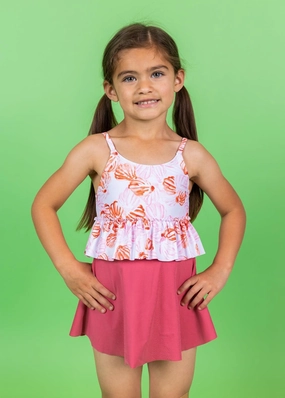 Ribbed Roseate | Mini Who Wears Short Skirts cute girls swimsuits, stylish swimwear for girls