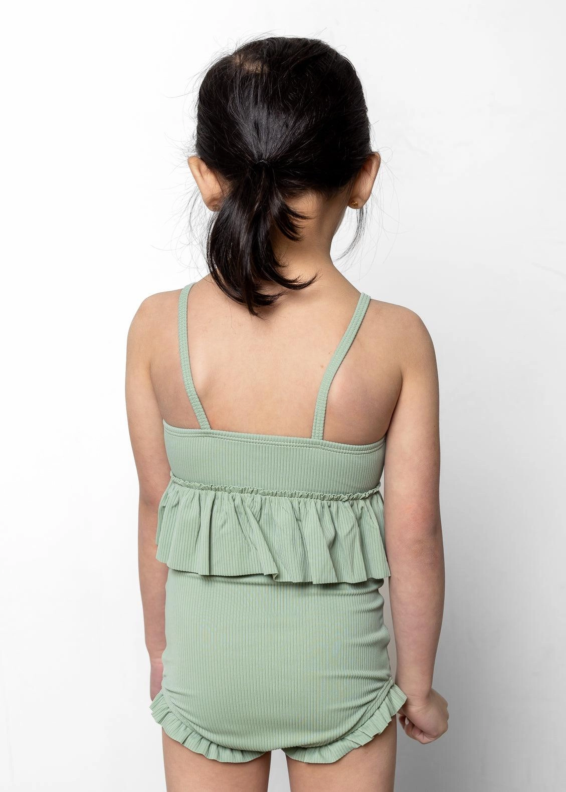 Ribbed Sage | Mini Peplum Top