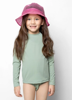 Ribbed Sage | Mini Rashguard Top (Unisex) boys summer swimwear, boys rash guard swim sets