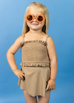 Ribbed Sand Brown | Mini Bandeau Top cute girls swimsuits, stylish swimwear for girls