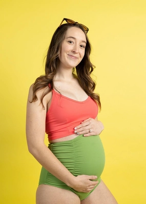 Ribbed Spring Green | Maternity Bottoms elastic waistband swim bottoms, mix-and-match bikini bottoms