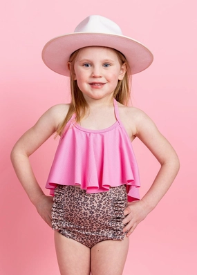 Ribbed Sweet Pink | Mini Swing Top toddler girl swimwear, summer swimwear for girls