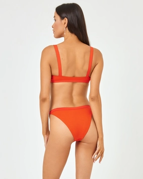 Ribbed Winona Bikini Bottom - Pimento timeless swimwear styles women, comfy swimwear for women
