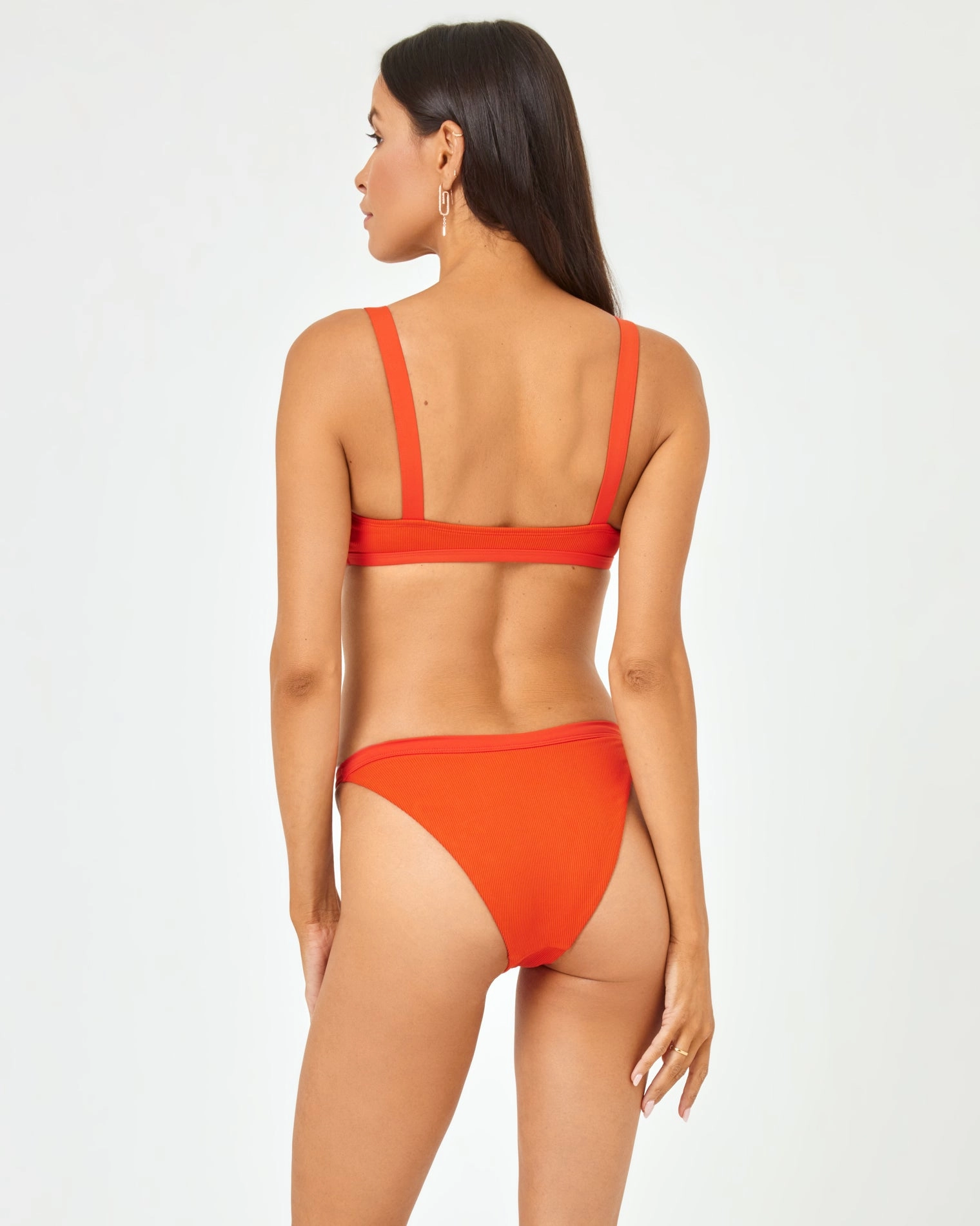 Ribbed Winona Bikini Bottom - Pimento ruched bikini bottoms, hipster swimwear bottoms