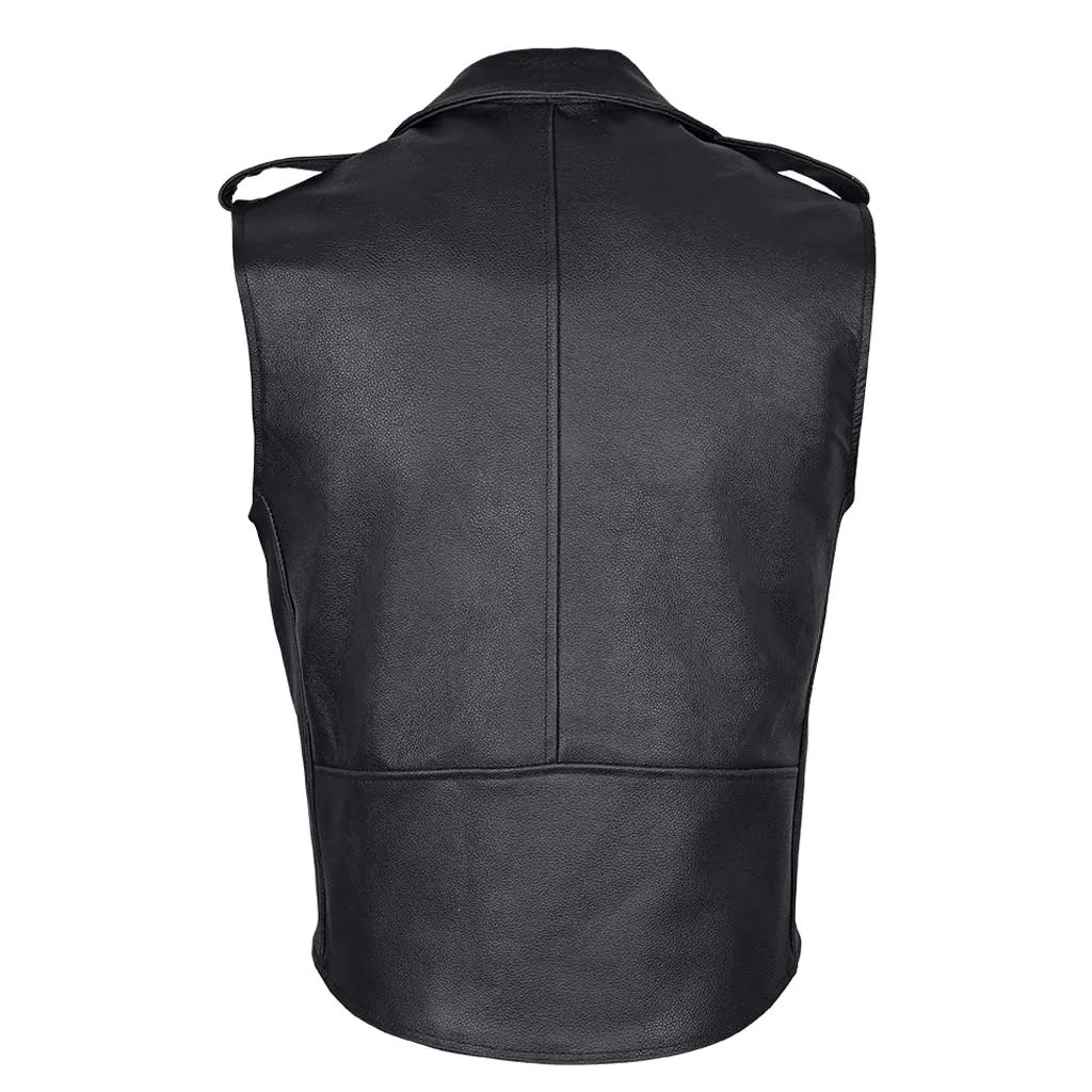 RIDERACT® Men's Leather Motorcycle Vest Brando Sleeveless Biker Vest