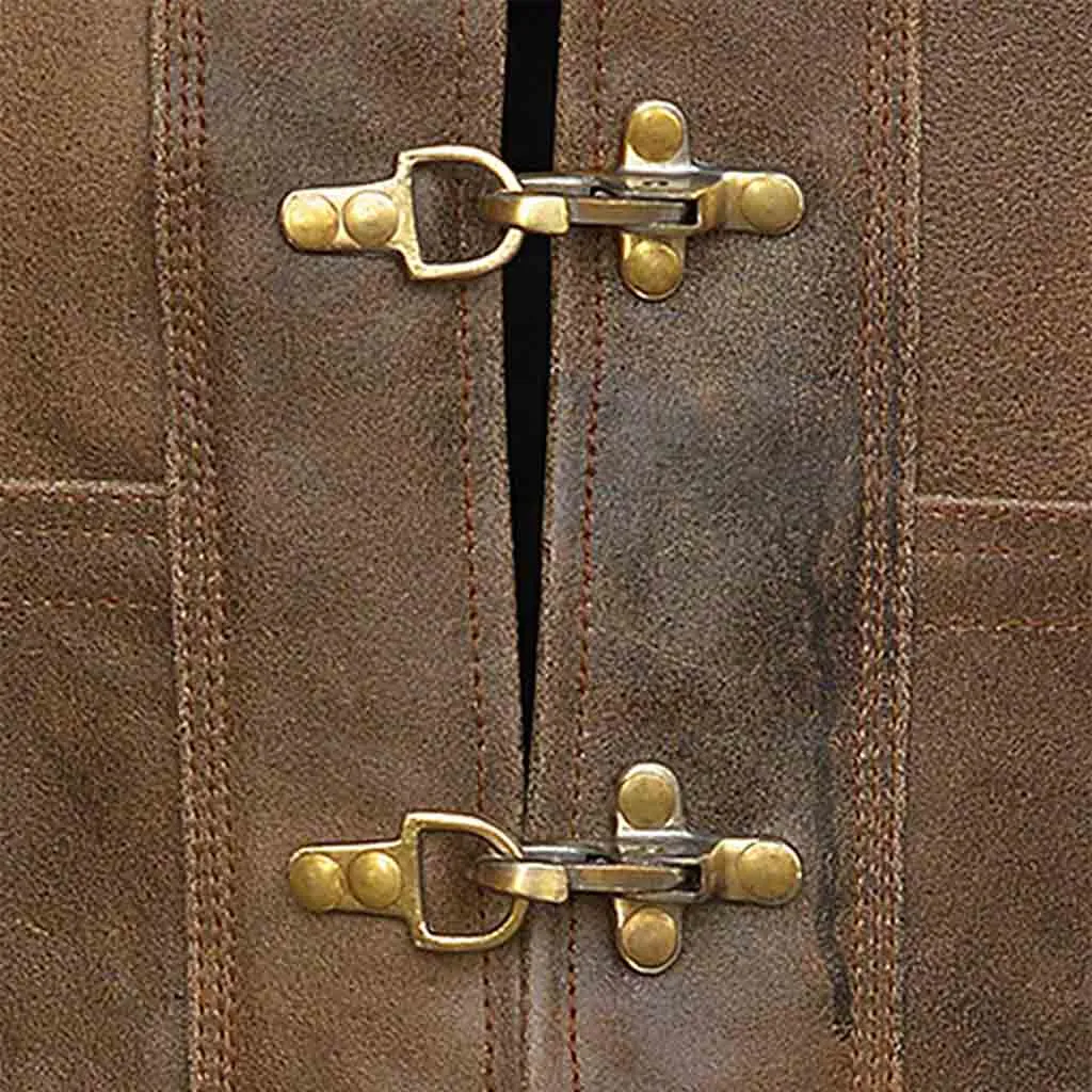 RIDERACT® Men's Leather Vest Harley Distress Antique Clasp Closure Motorcycle Vest