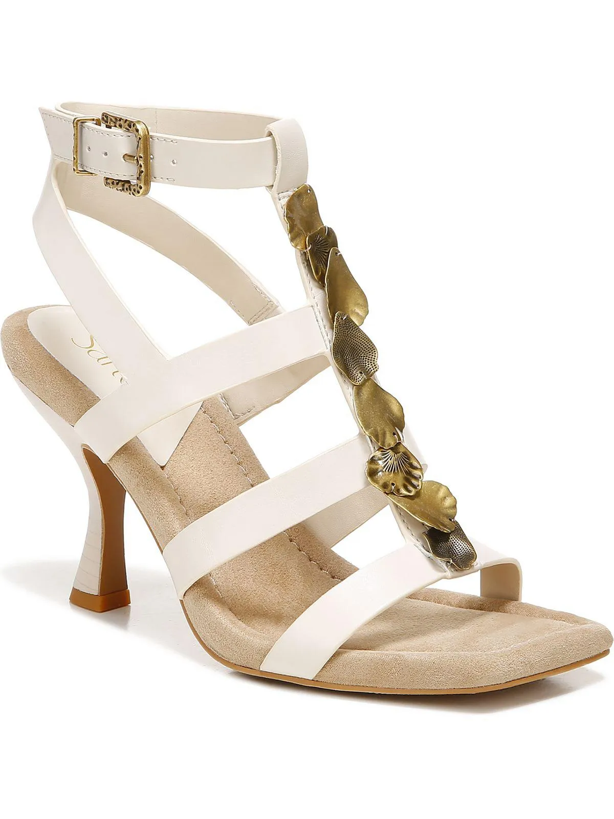 Rine Womens Faux Leather Open Toe Heels