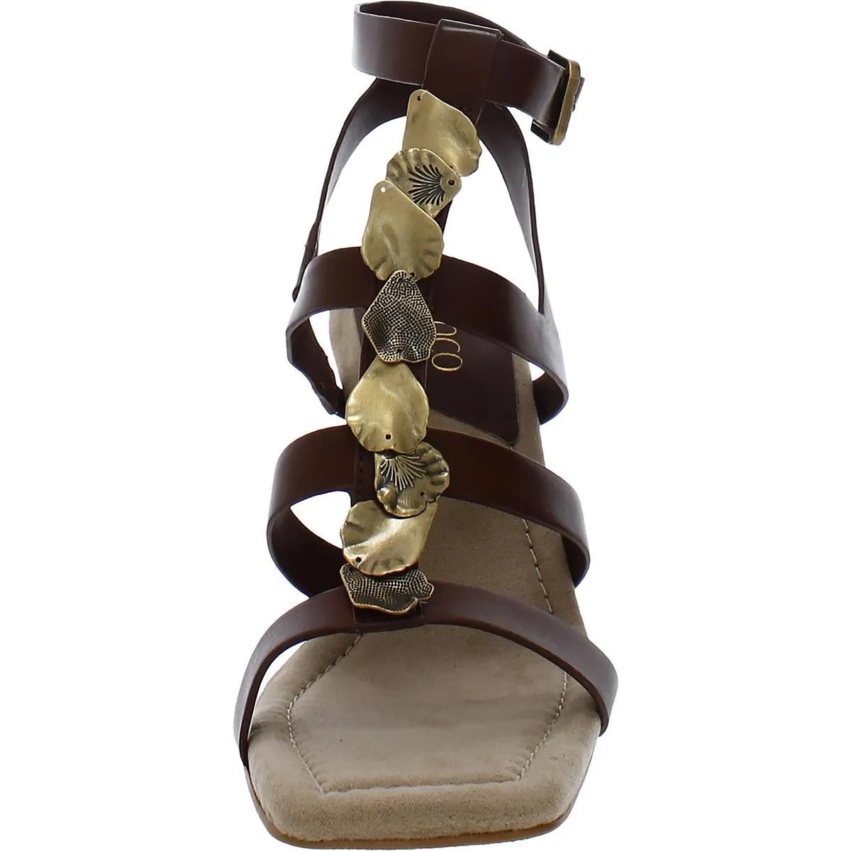 Rine Womens Faux Leather Open Toe Heels