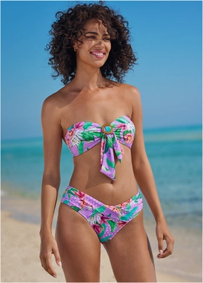 Ring Front Bandeau Top - Polka Dot Jungle swimwear for all body types, comfortable womens beachwear
