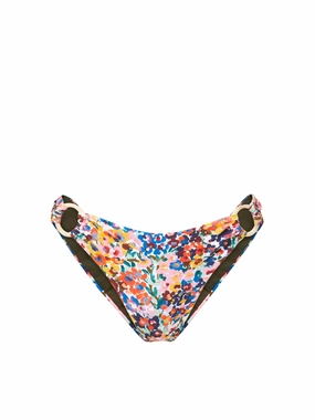 Ring Trim Bottom In Painted Petals high waist swimwear women, swimsuit for women beachwear