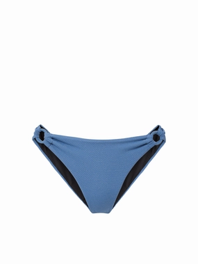 Ring Trim Bottom In Steel Blue Metallic Pique fashionable beach swimwear, modern womens bikinis