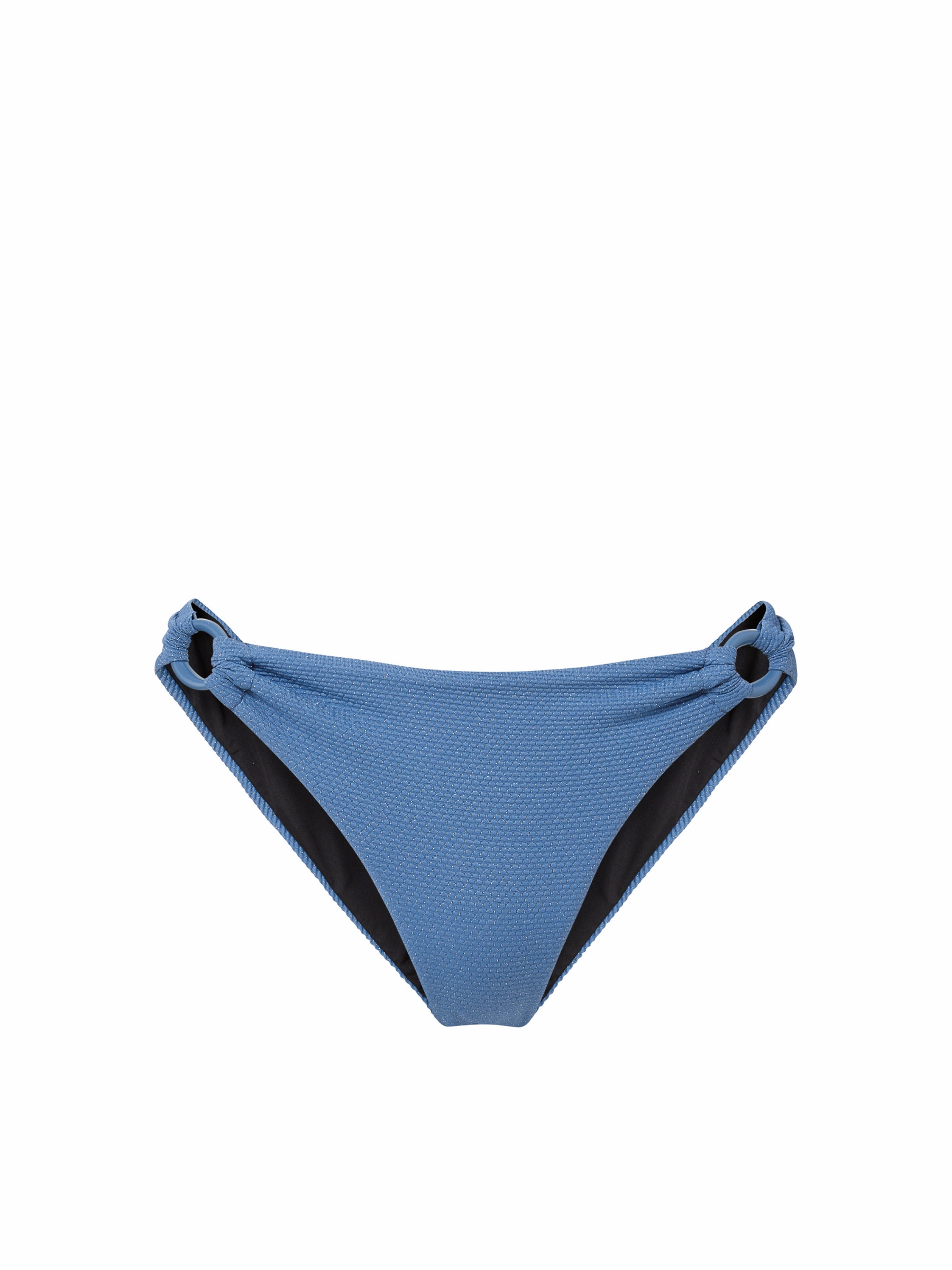 Ring Trim Bottom In Steel Blue Metallic Pique fashionable beach swimwear, modern womens bikinis