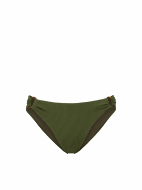 Ring Trim Bottom Olive Texture high waist swimwear women, swimsuit for women beachwear