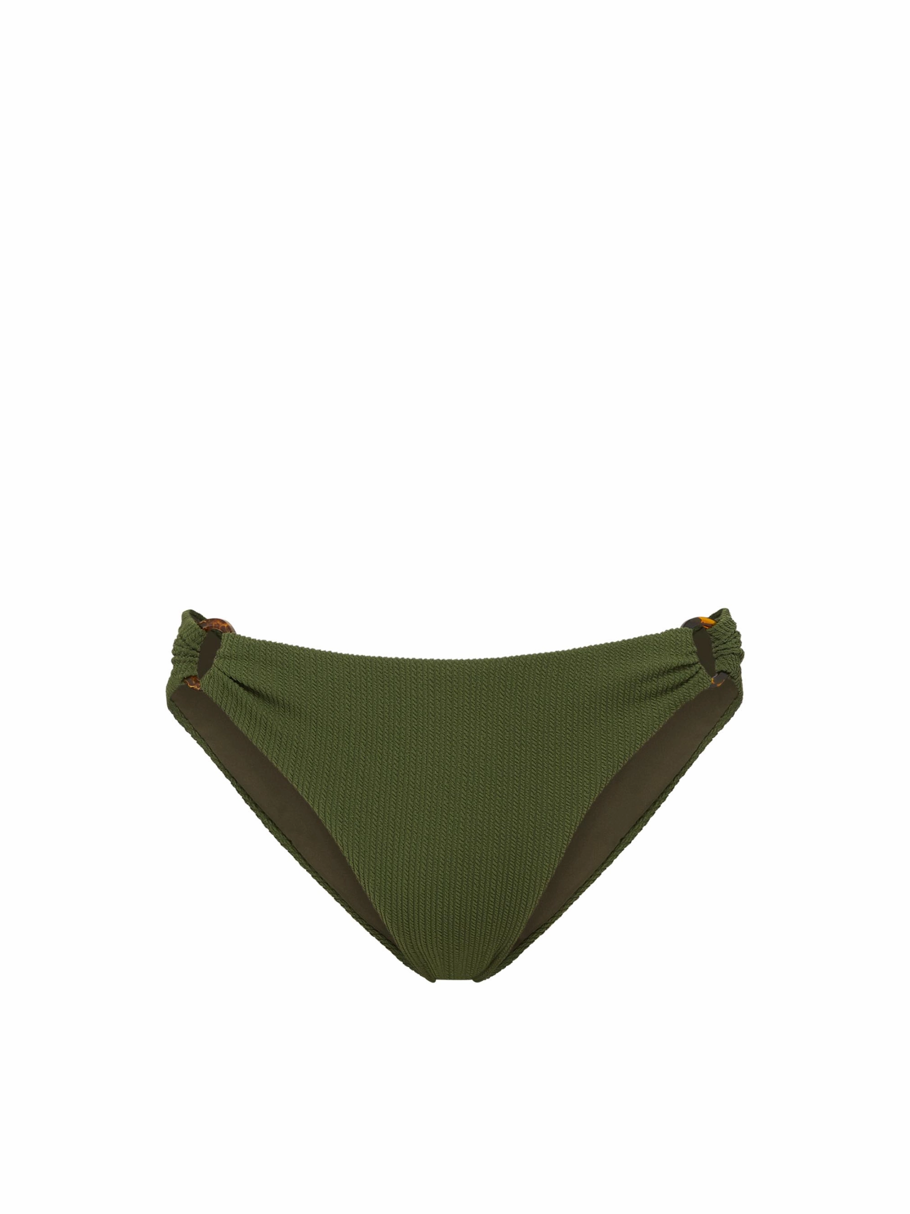 Ring Trim Bottom Olive Texture high waist swimwear women, swimsuit for women beachwear