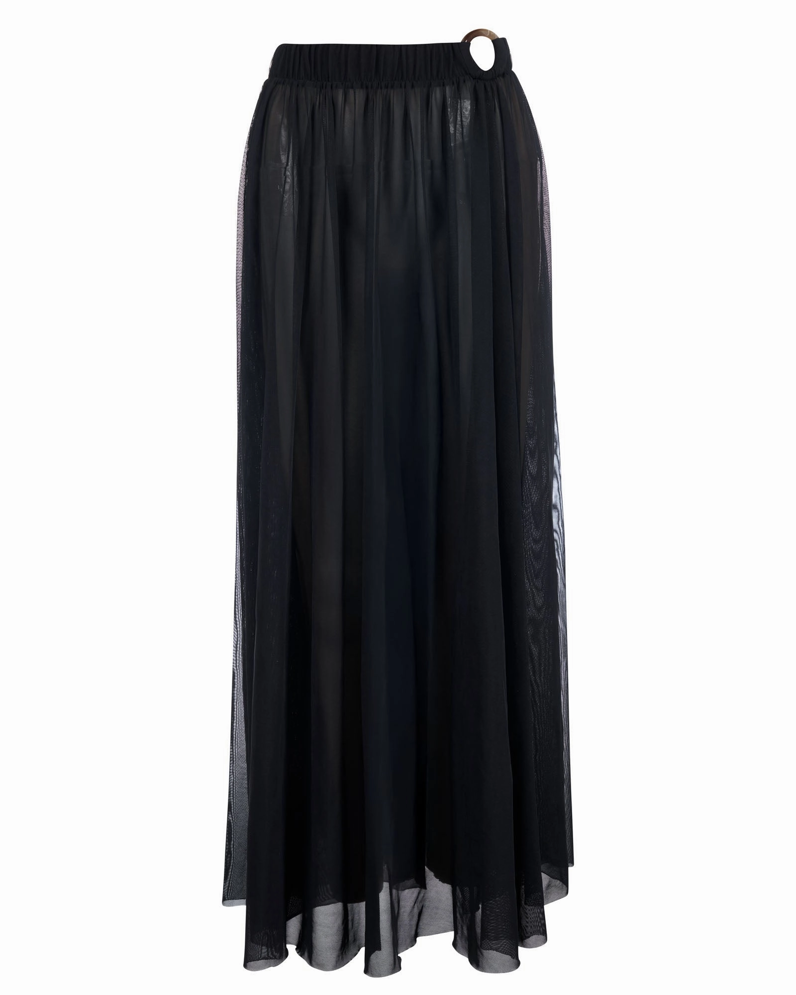 Ringy Sheer Slit Skirty - Black