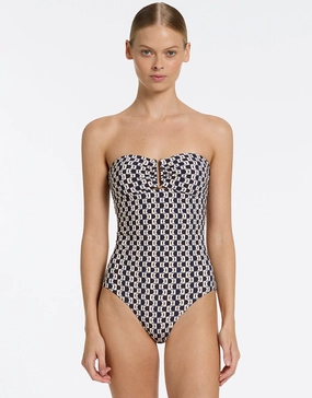 Rio Moulded Bandeau Swimsuit - Ink bandeau swimsuits for women, strapless swimwear tops
