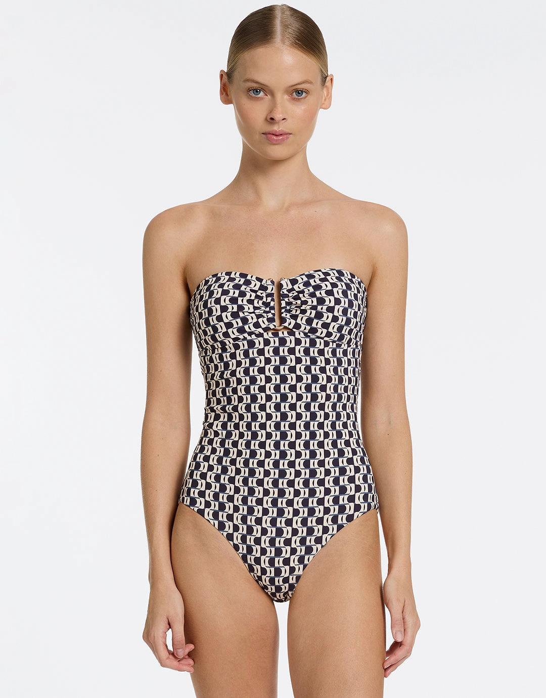 Rio Moulded Bandeau Swimsuit - Ink bandeau swimsuits for women, strapless swimwear tops