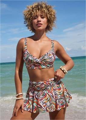 Rio Swim Skirt - Earth Swirls modest swim bottoms women, comfortable bikini bottoms